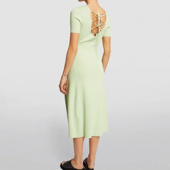 Maje | Dresses | Nwt Maje Vert Ruched Green Tie Back Midi Dress | Poshmark